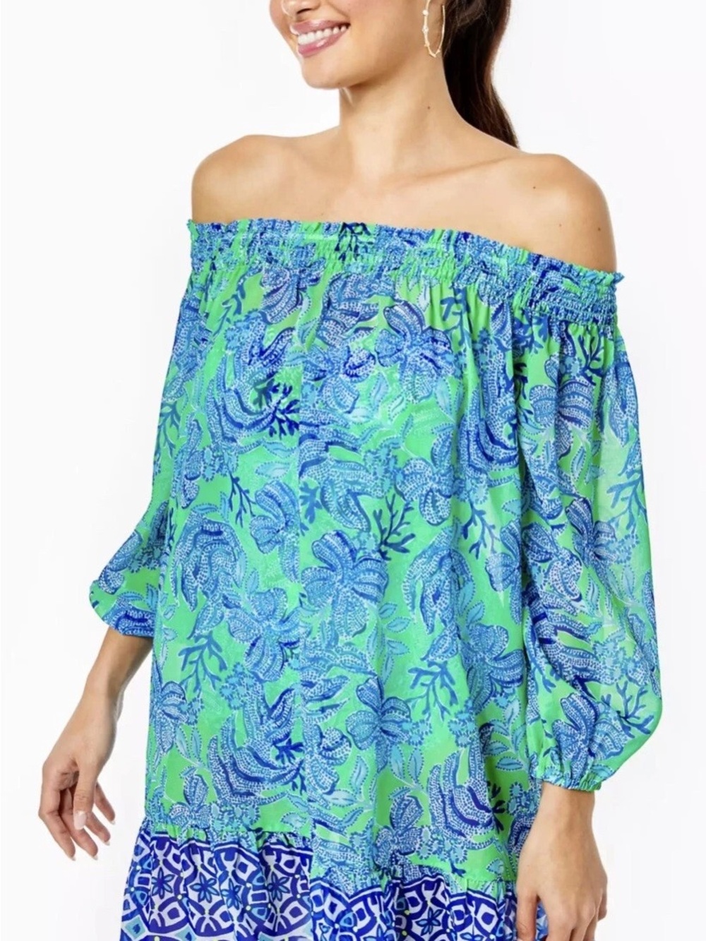 Lilly Pulitzer Maribeth Coverup Women's Size Large Cabana Green Keepin It Reel